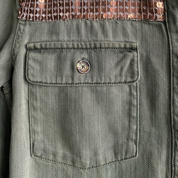 Anthropologie Army Green Denim Top - Picture 5 of 6